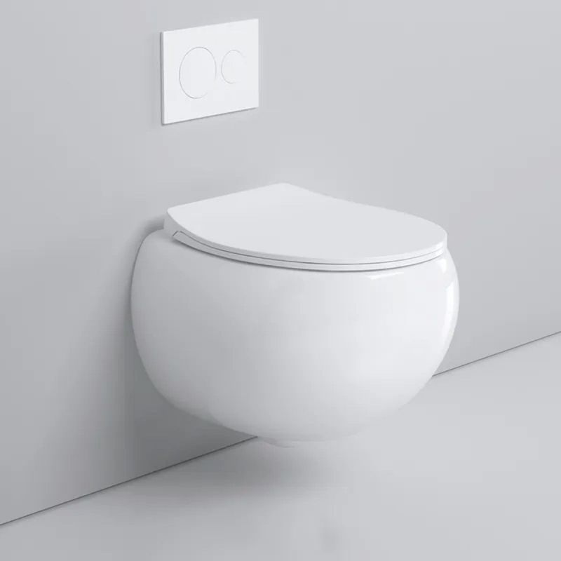 Vas wc, montaj suspendat, Rimless,  Alb Lucios, 47x45 cm, ceramica santiara, capac duroplast cu Soft Close, Roli
