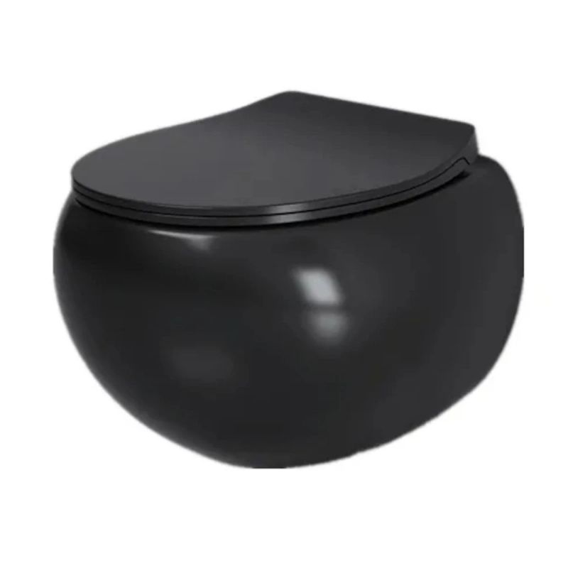 Vas wc, montaj suspendat, Rimless, Negru Mat, Power colour, 47x45 cm, ceramica santiara, capac duroplast cu Soft Close, Roli