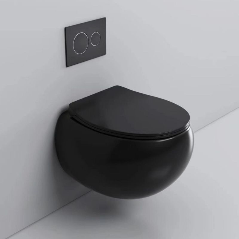 Vas wc, montaj suspendat, Rimless, Negru Mat, Power colour, 47x45 cm, ceramica santiara, capac duroplast cu Soft Close, Roli