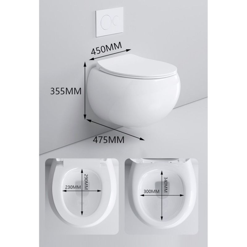 Vas wc, montaj suspendat, Rimless, Negru Mat, Power colour, 47x45 cm, ceramica santiara, capac duroplast cu Soft Close, Roli