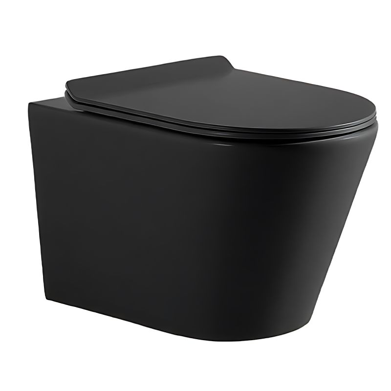 Vas wc, Negru Mat, Power Color, montaj suspendat, capac duroplast, 51x36 cm, ceramica sanitara, Toledo