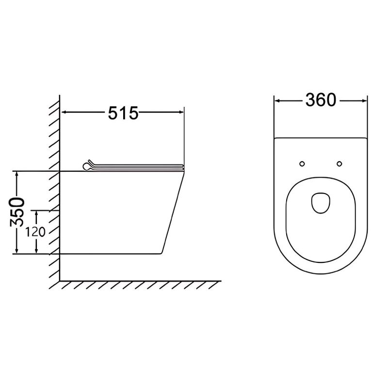 Vas wc, Negru Mat, Power Color, montaj suspendat, capac duroplast, 51x36 cm, ceramica sanitara, Toledo