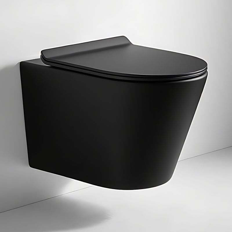 Vas wc, Negru Mat, Power Color, montaj suspendat, capac duroplast, 51x36 cm, ceramica sanitara, Toledo