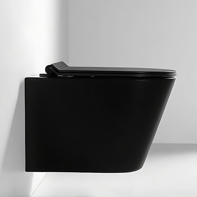 Vas wc, Negru Mat, Power Color, montaj suspendat, capac duroplast, 51x36 cm, ceramica sanitara, Toledo