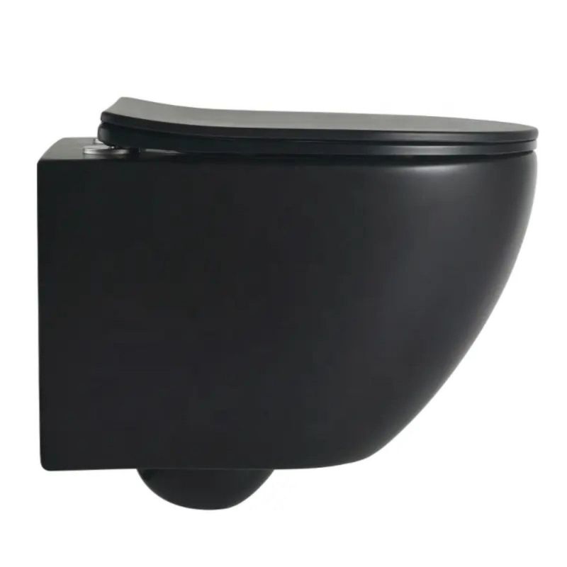 Vas Wc, Negru Mat, Power Color, Rimless, 49x37 cm, montaj suspendat, capac Duroplast, ceramica sanitara, Ben