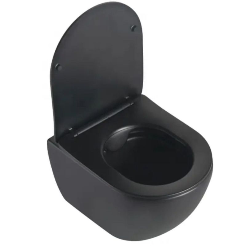 Vas Wc, Negru Mat, Power Color, Rimless, 49x37 cm, montaj suspendat, capac Duroplast, ceramica sanitara, Ben