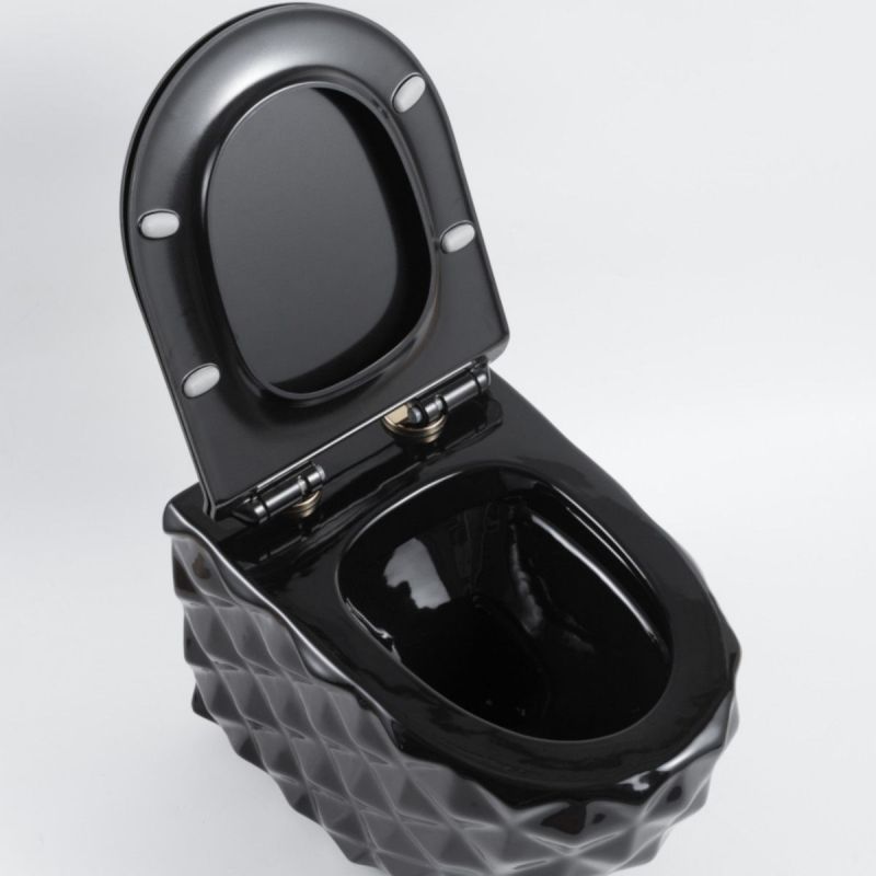 Vas Wc, Negru, Rimless, 49x36 cm, montaj suspendat, capac Duroplast, ceramica sanitara, Sidef