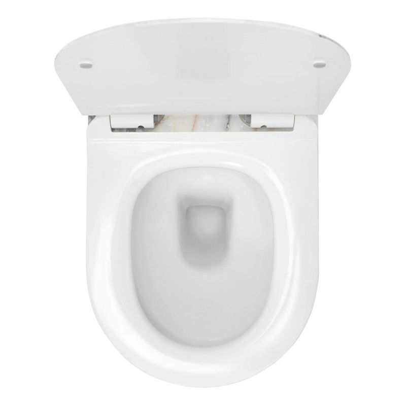 Vas Wc REA-Carlo Slim Granit Shiny Rimless, finisaj granit, Capac Duroplast, ceramica sanitara, montaj suspendat, 49x37 cm