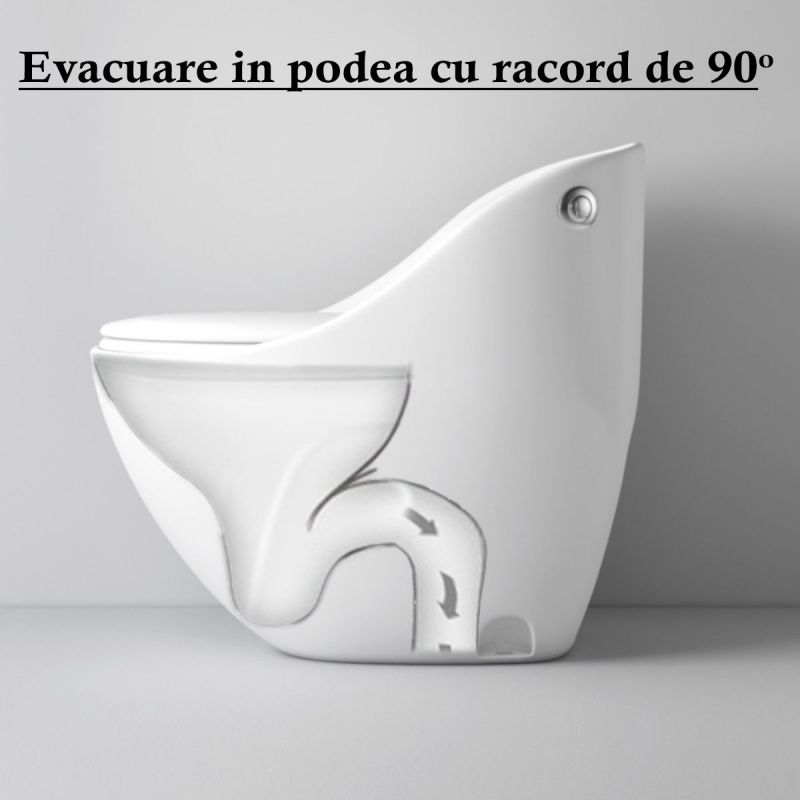 Vas WC Santa Rimless, 69x46 cm, rezervor incorporat, Alb, montaj podea, capac cu soft-close inclus, Royalty Line by Ego