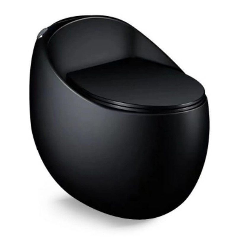 Vas WC Santa Rimless, rezervor incorporat, Negru mat, Power Colour, montaj podea, capac cu soft-close, Royalty Line by Ego
