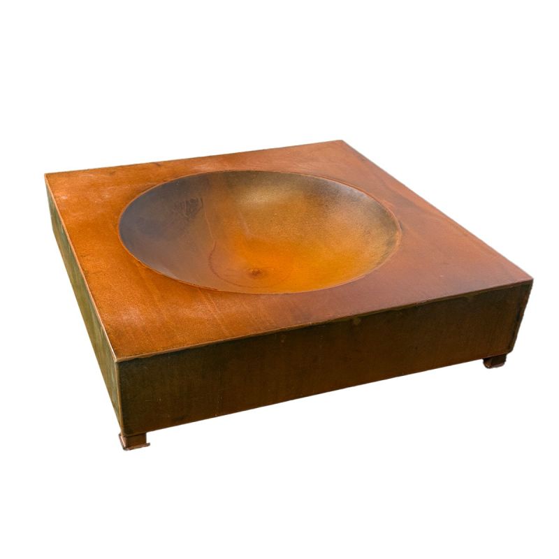 Vatra de foc, semineu, otel corten, 80x80x20 cm, Magma