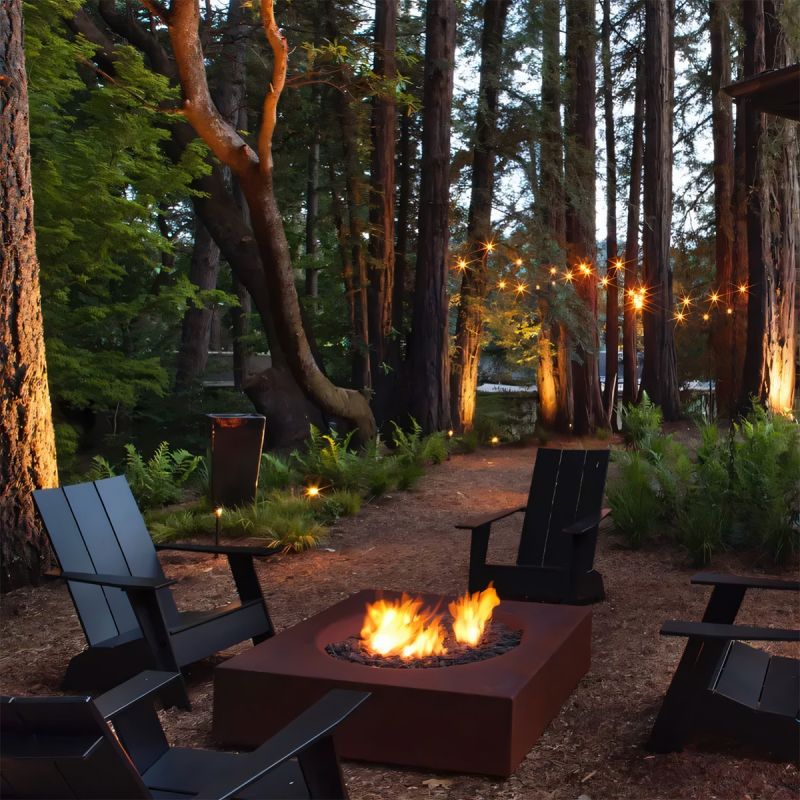 Vatra de foc, semineu, otel corten, 80x80x20 cm, Magma