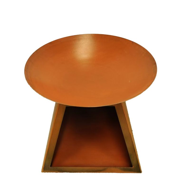 Vatra de foc, otel corten de 2.5 cm, suport  lemne, dia 80 x H 70 cm, Vulcanis