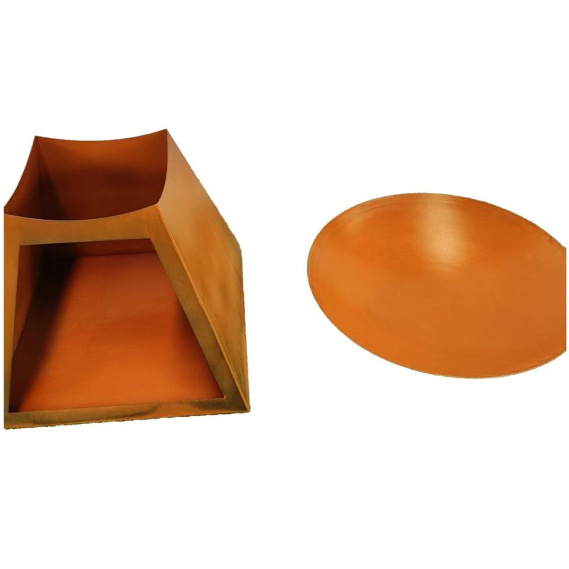 Vatra de foc, otel corten de 2.5 cm, suport  lemne, dia 80 x H 70 cm, Vulcanis