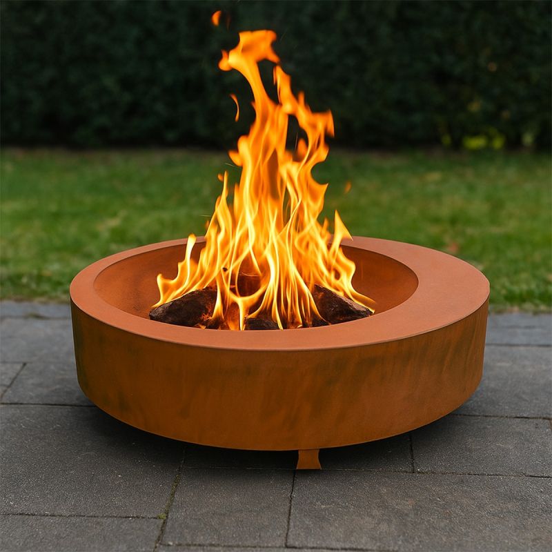 Vatra de foc, semineu, otel corten, dia 100 x H 26 cm, FlamaDomo
