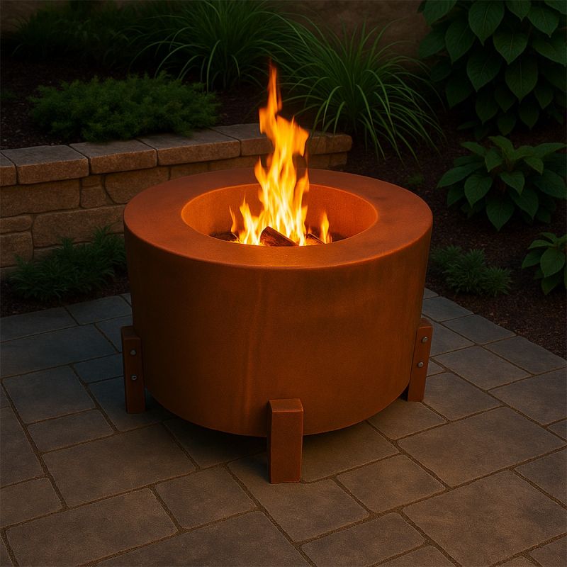 Vatra de foc, semineu otel corten, dia 72 x H 60 cm, Aurora