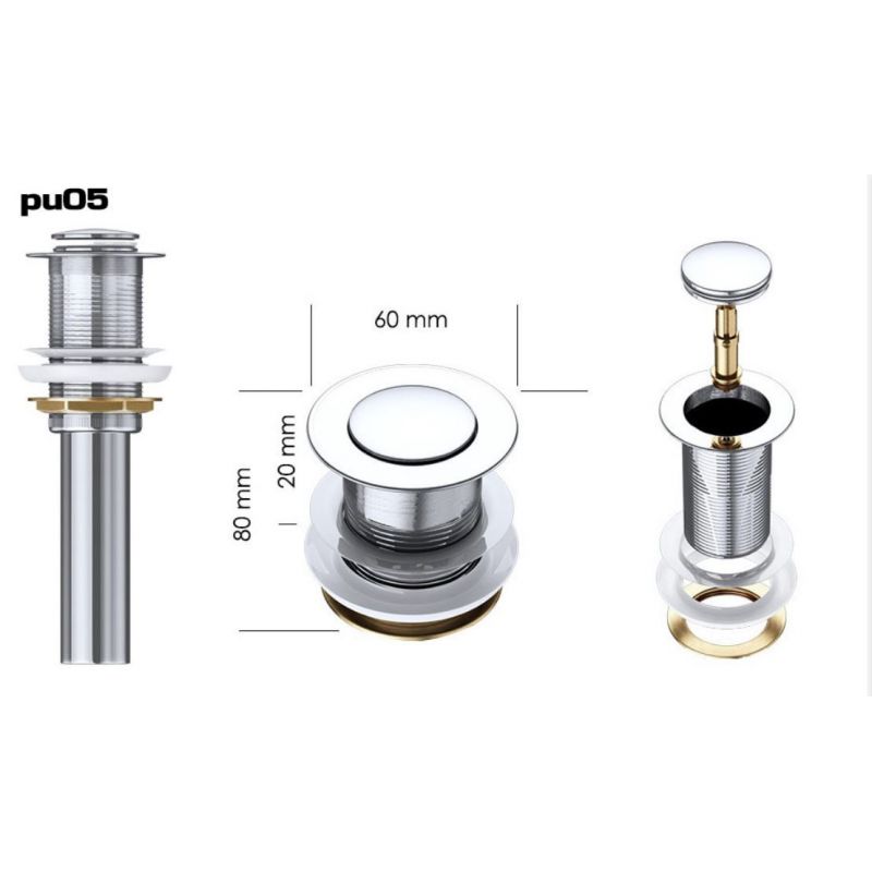 Ventil EGO PU02 si PU05, push-up open, cu sau fara preaplin, design deosebit