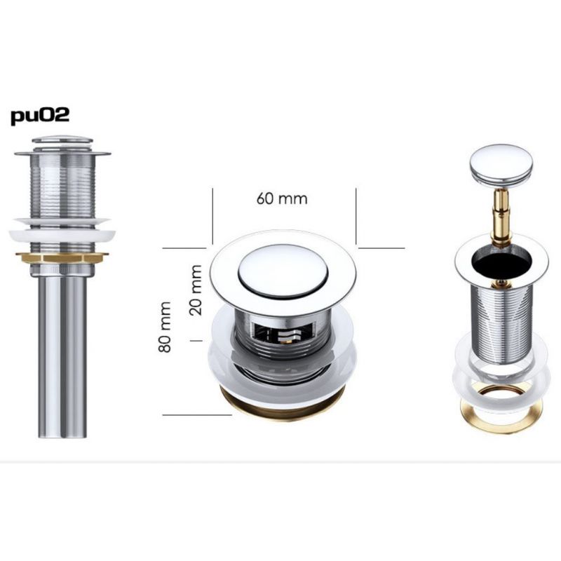 Ventil EGO PU02 si PU05, push-up open, cu sau fara preaplin, design deosebit