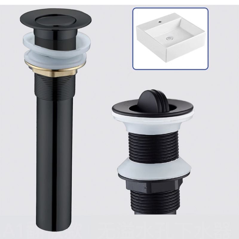 Ventil fara preaplin, sistem bounce, negru mat, alama, cu etansare din silicon, Aria